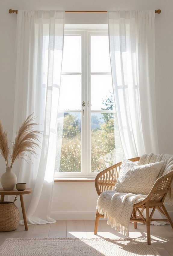 sheer curtains for airy boho