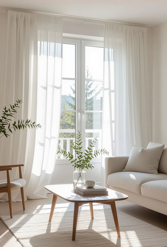 sheer curtains for airy livingroom