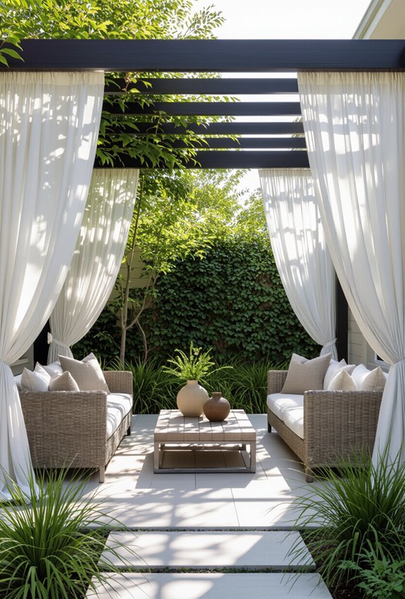 sheer curtains soften outdoor spaces