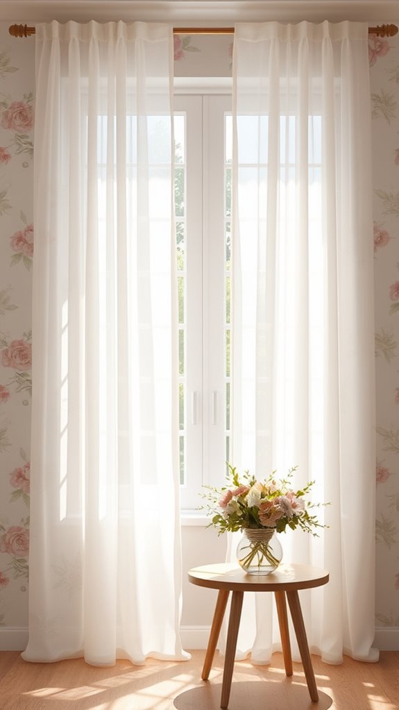 sheer floral curtain decor
