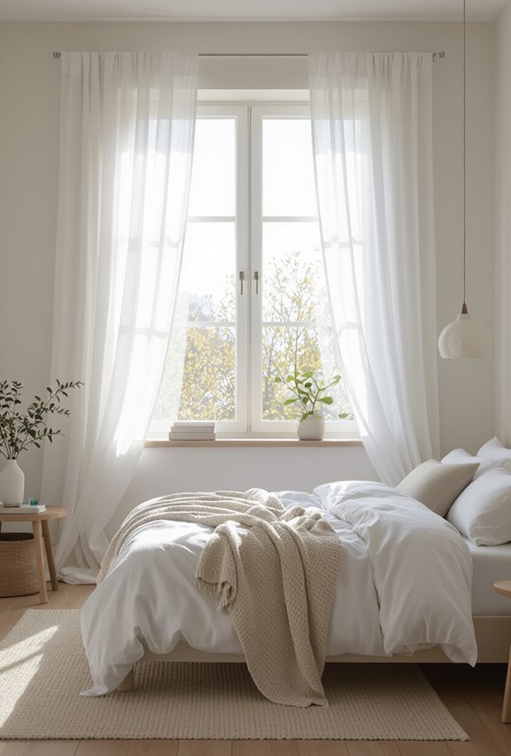 sheer panels with bamboo blinds