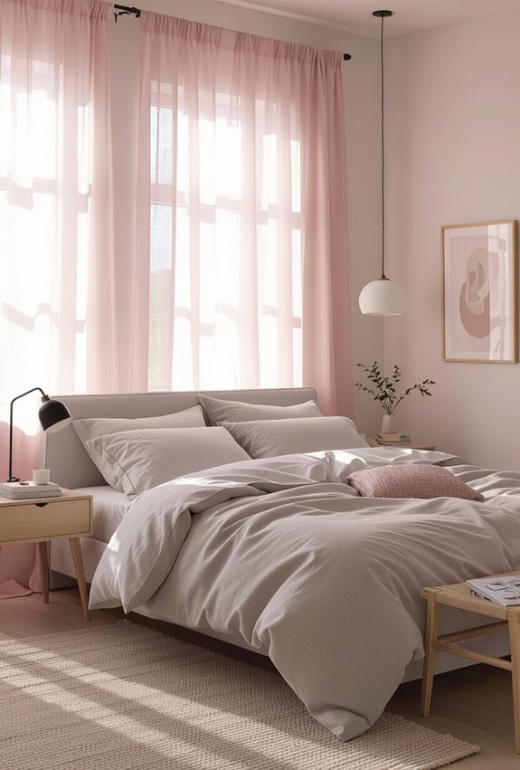 sheer patterned pink curtains