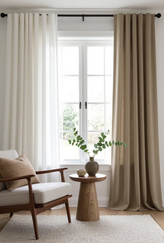 sheers under bold drapes