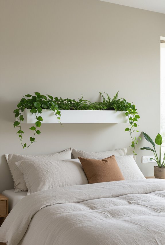 shelf planters over bed