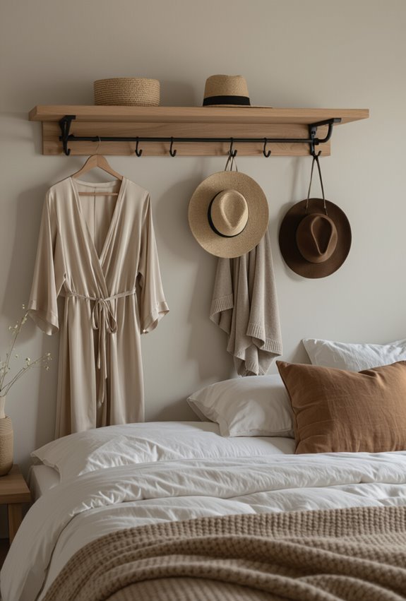 shelf with hanging hooks