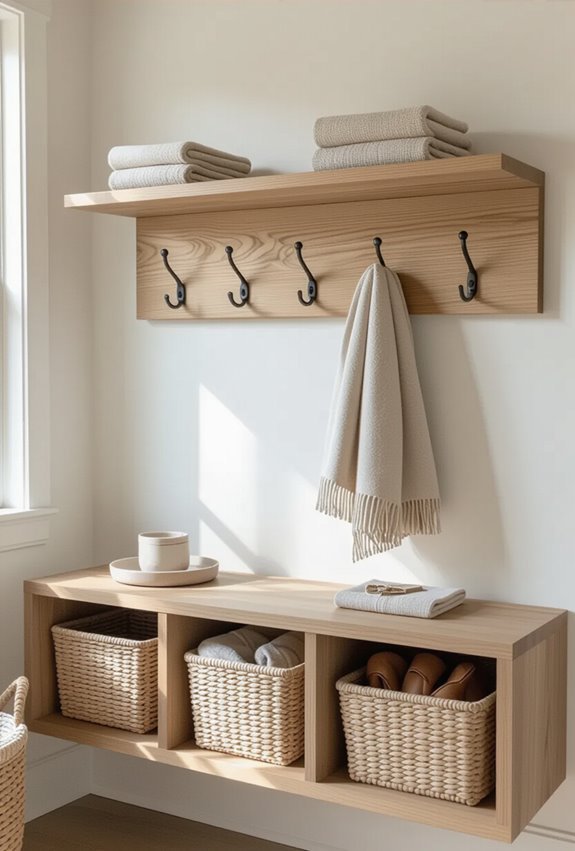 shelves hooks cubbies key tray