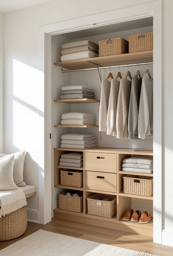shelves rods cubbies organized