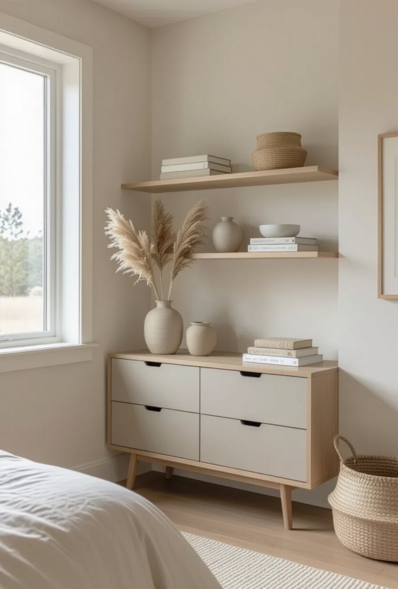 shelving with concealed drawers