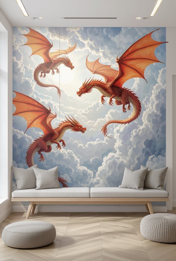shimmering kinetic dragon murals