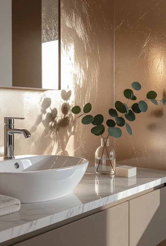 shimmering metallic glamour bathroom finish