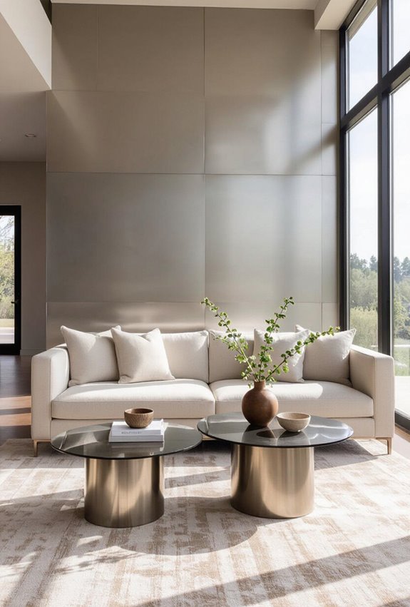 shimmering metallic light reflective wall