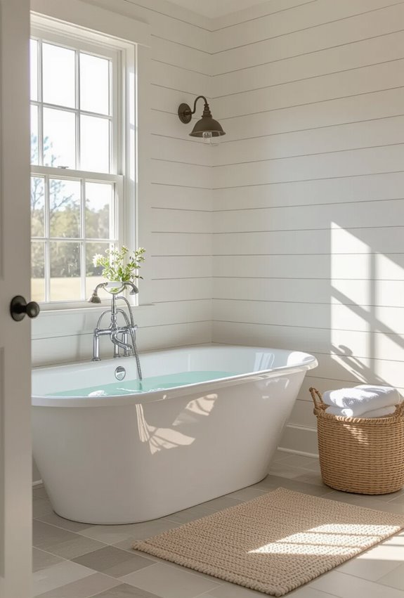 shiplap farmhouse textured bathroom