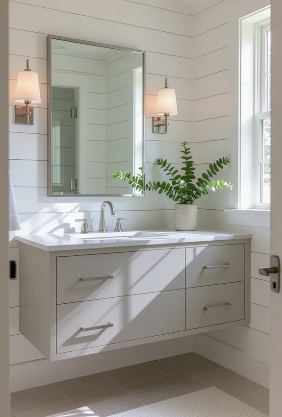 shiplap framed vanity mirror accent