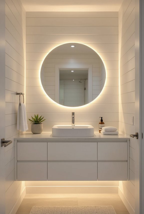 shiplap mirror integrated lighting