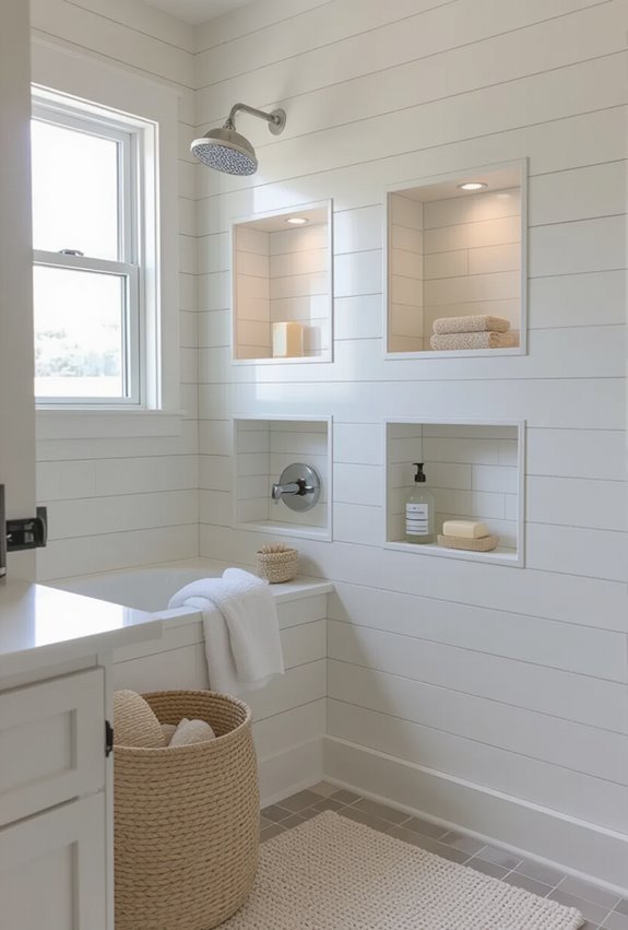 shiplap recessed soap storage