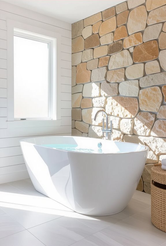 shiplap with stone accents