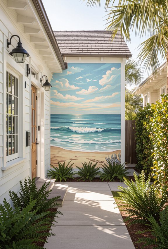 shoreline inspired textured coastal murals