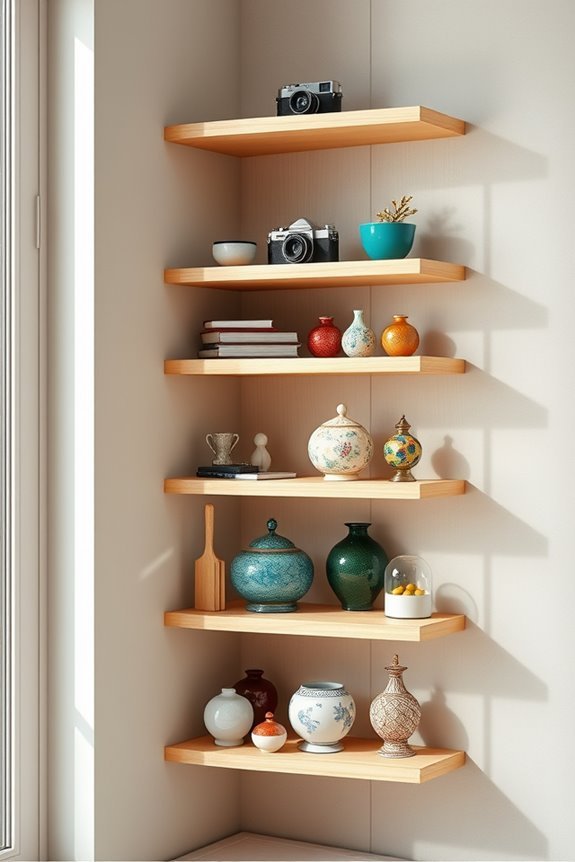 showcase collectibles in corners