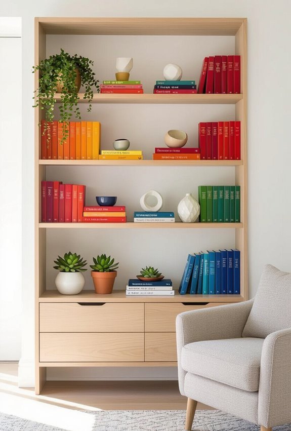 showcase colorful books and objects
