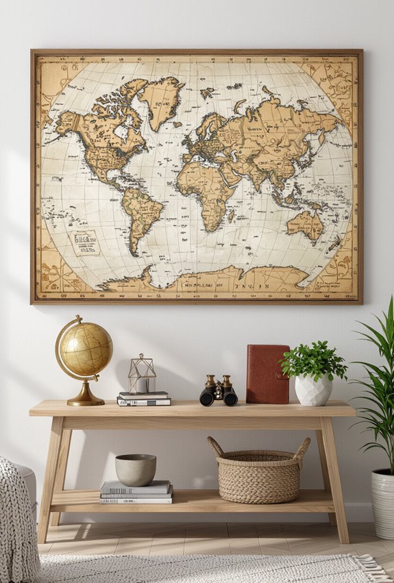 showcase framed maps and memorabilia