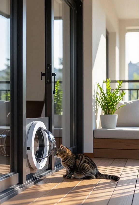 silent flap balcony cat door