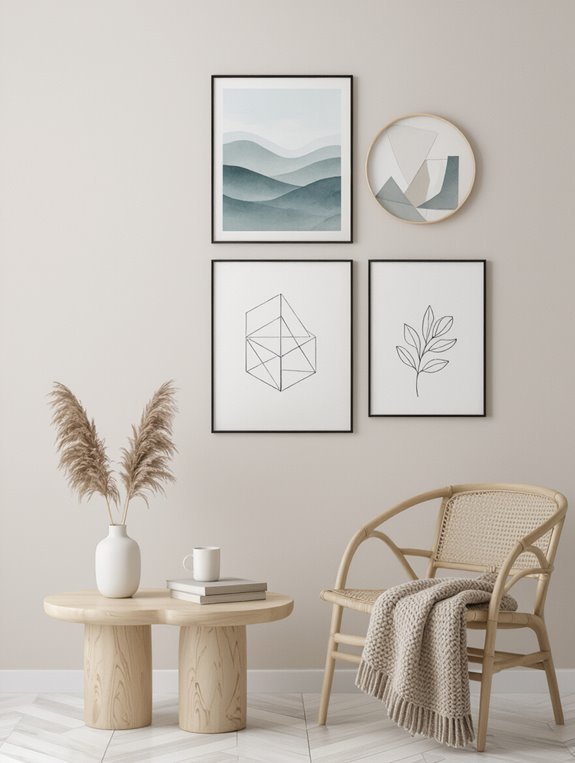 simple contrasting framed displays