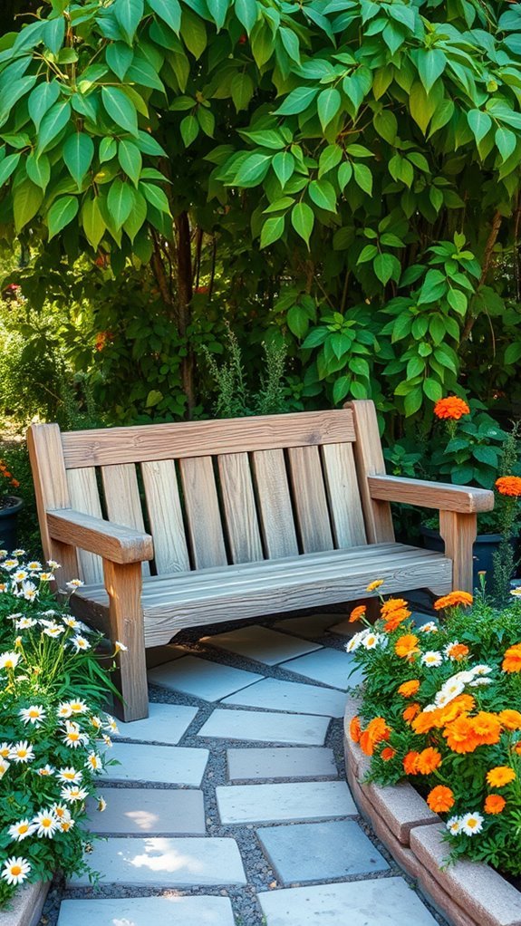 simple stylish garden bench