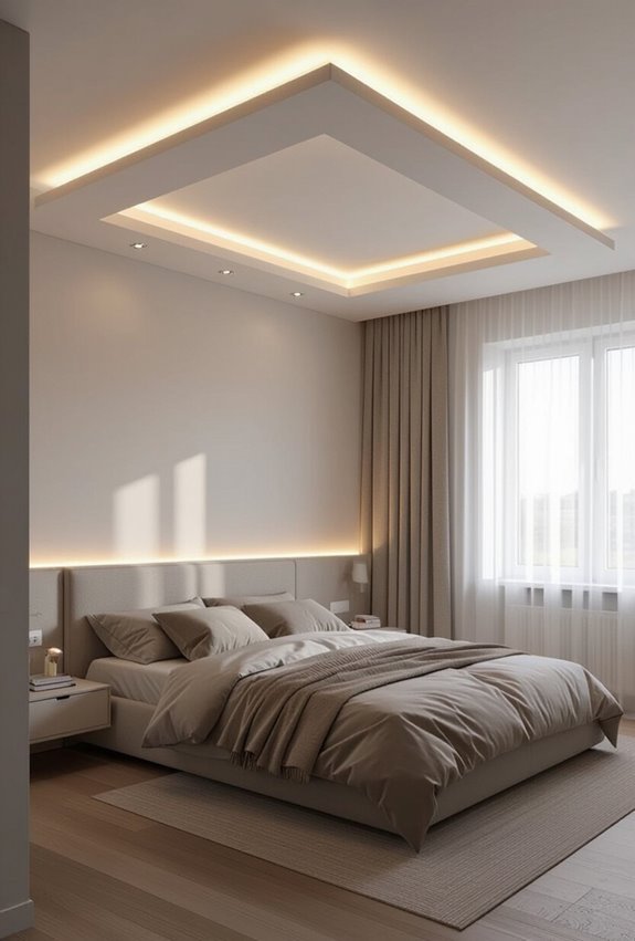 simple tray ceiling with lighting