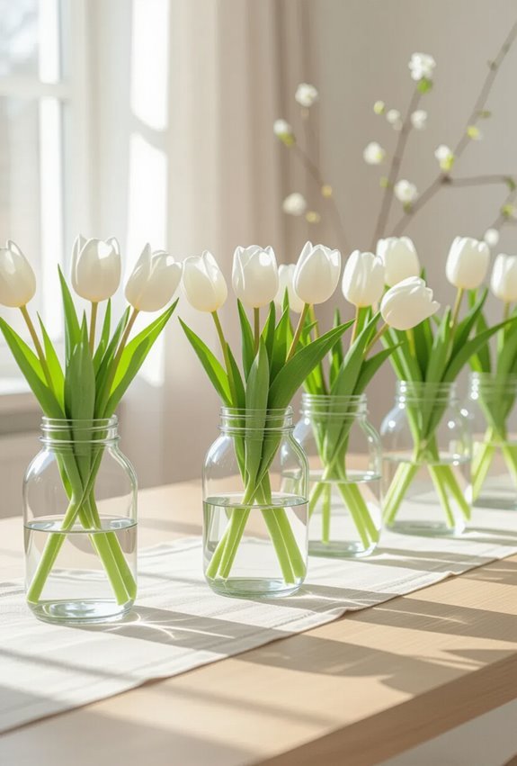 simple white tulips arrangement
