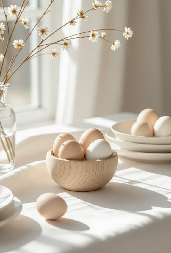 simple wooden egg centerpieces