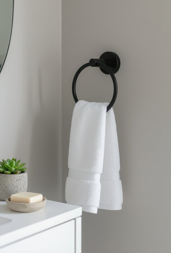 single wall mounted towel ring