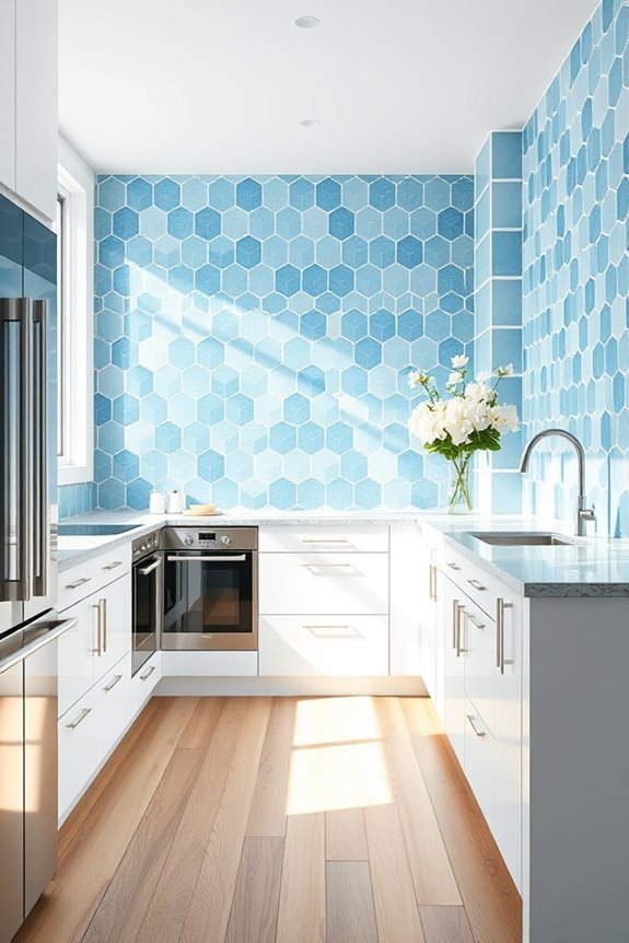 sky blue geometric accents