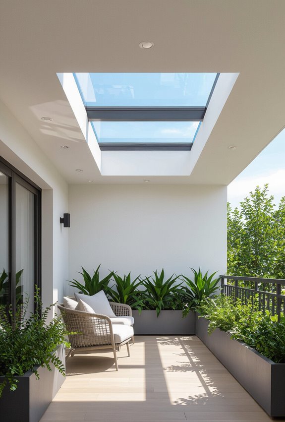 skylights brighten balcony space