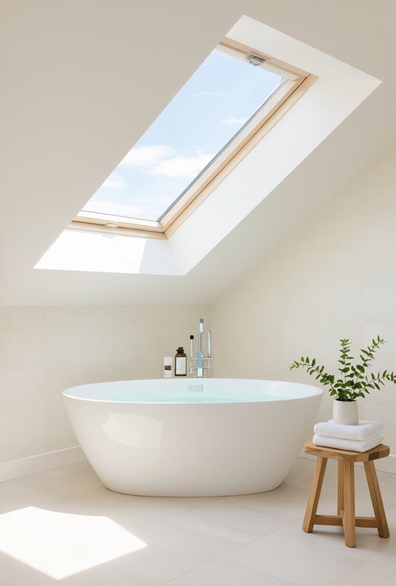 skylights brighten sloped bathrooms