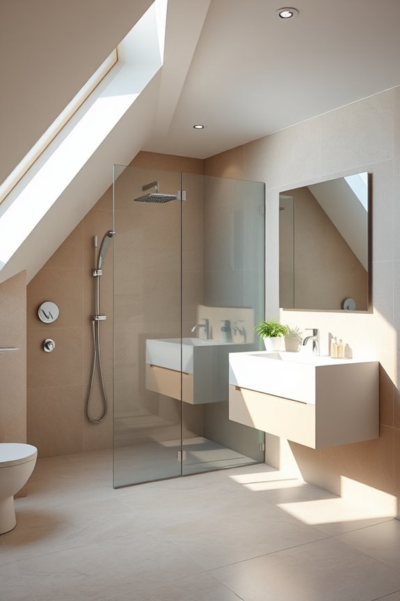 slanted wall shower design