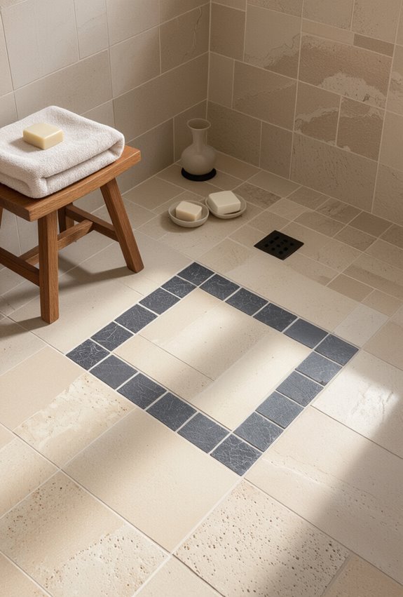 slate edged defined bathroom zones