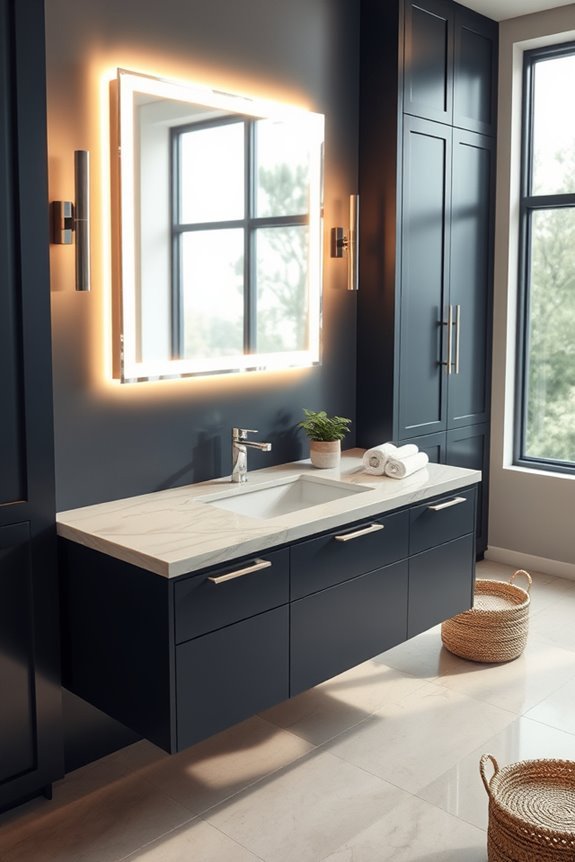 sleek backlit mirror elegance