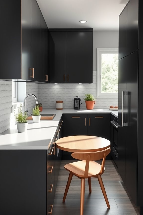 sleek black cabinets elevate