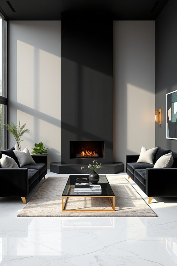 sleek black contemporary fireplaces