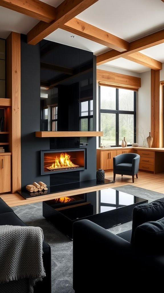 sleek black fireplaces oak surrounds