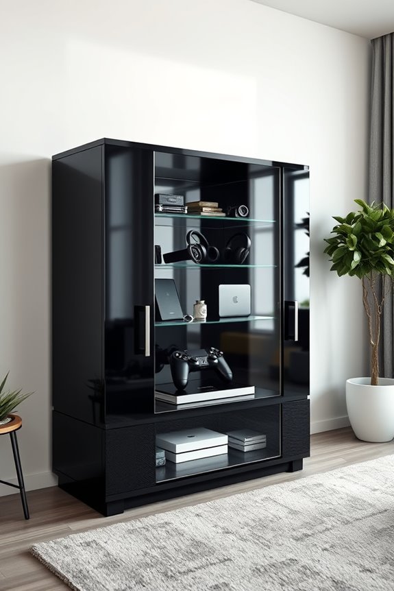 sleek black gadget storage