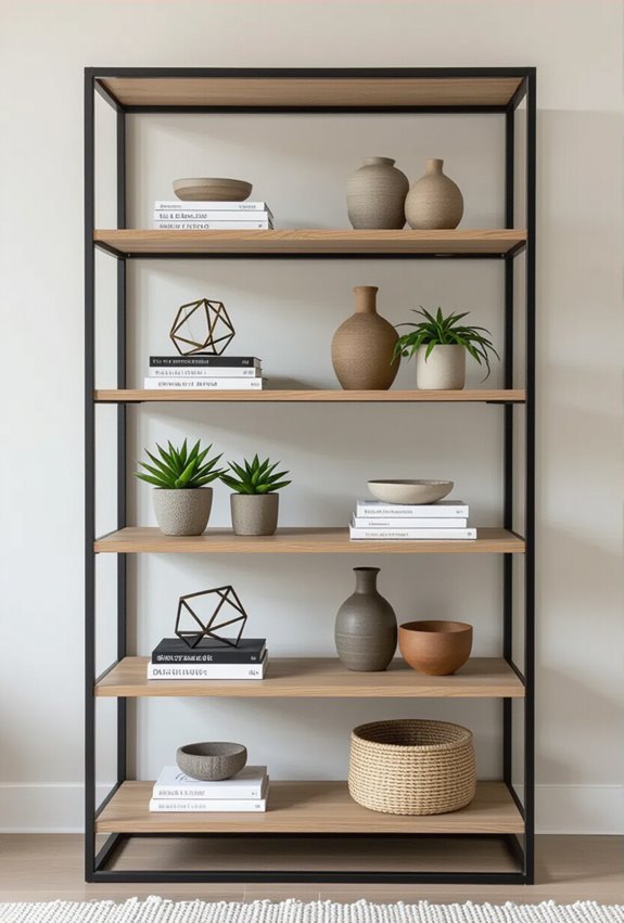 sleek black industrial metal shelves