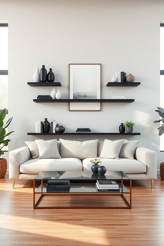 sleek black minimalist shelving
