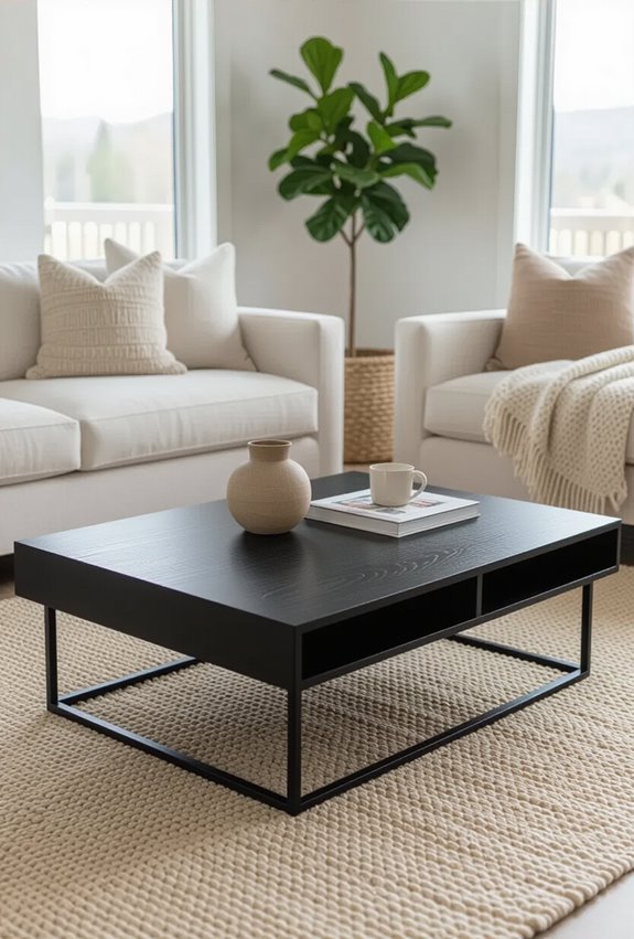 sleek black painted centerpiece