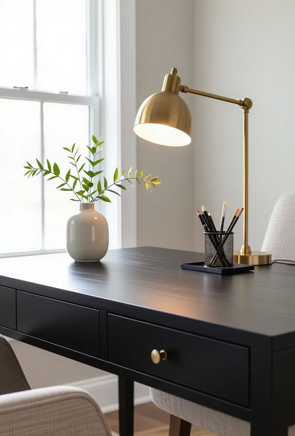 sleek black painted desk
