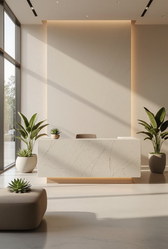 sleek branded welcoming reception design