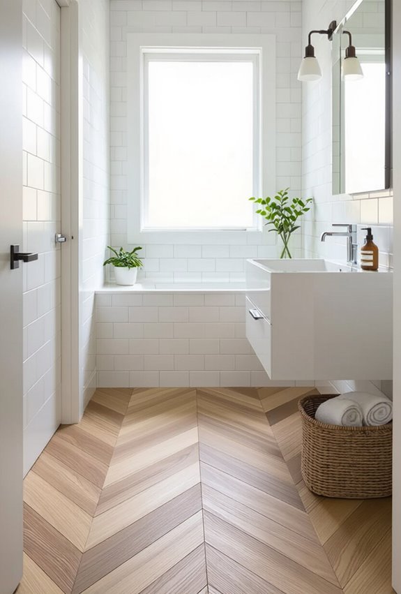 sleek chevron pattern flooring