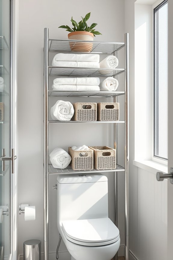 sleek chrome bathroom storage