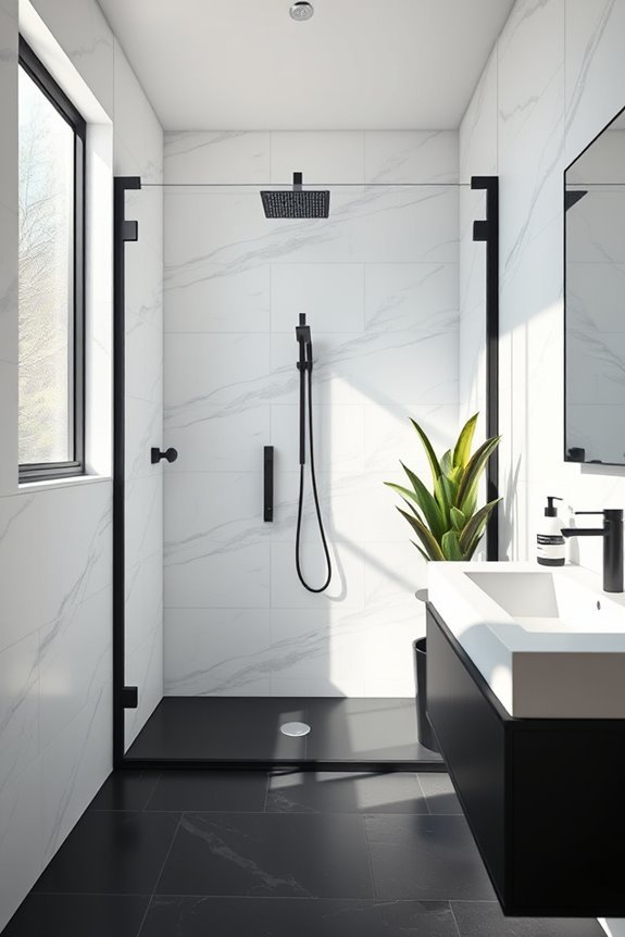 sleek compact black showers