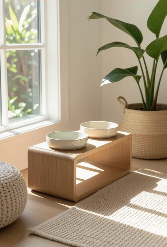 sleek concealed elevated pet feeding